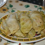 The cabbage rolls are steamed, then served