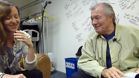 Stephanie Lucianovic interviews Jacques Pépin in the KQED Green Room. Photo by Wendy Goodfriend