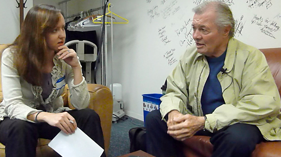 Stephanie Lucianovic interviews Jacques Pepin in the KQED Greenroom. Photo by Wendy Goodfriend
