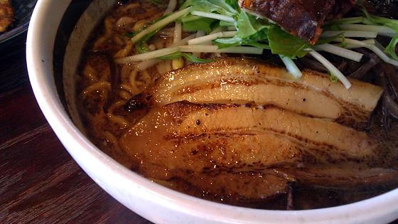 Ramen Parlor Spicy Pork with Soft Shell Crab and Black Garlic