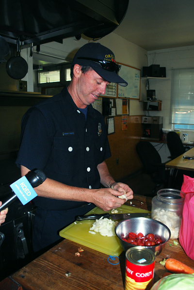 Zach prepping in the firehouse kitchen