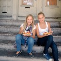 Girls eating Funnel Cake from Endless Summer Sweets. Photo: Wendy Goodfriend