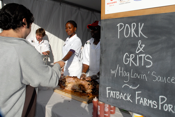 Jim N Nicks BBQ Pork and Grits. Photo: Wendy Goodfriend