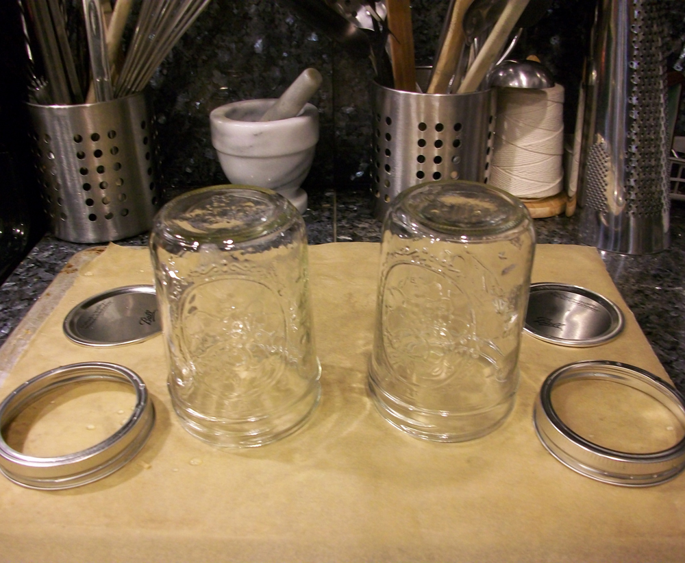Set sanitized jars aside on parchment paper until ready to use. Photo: Joseph Wrye