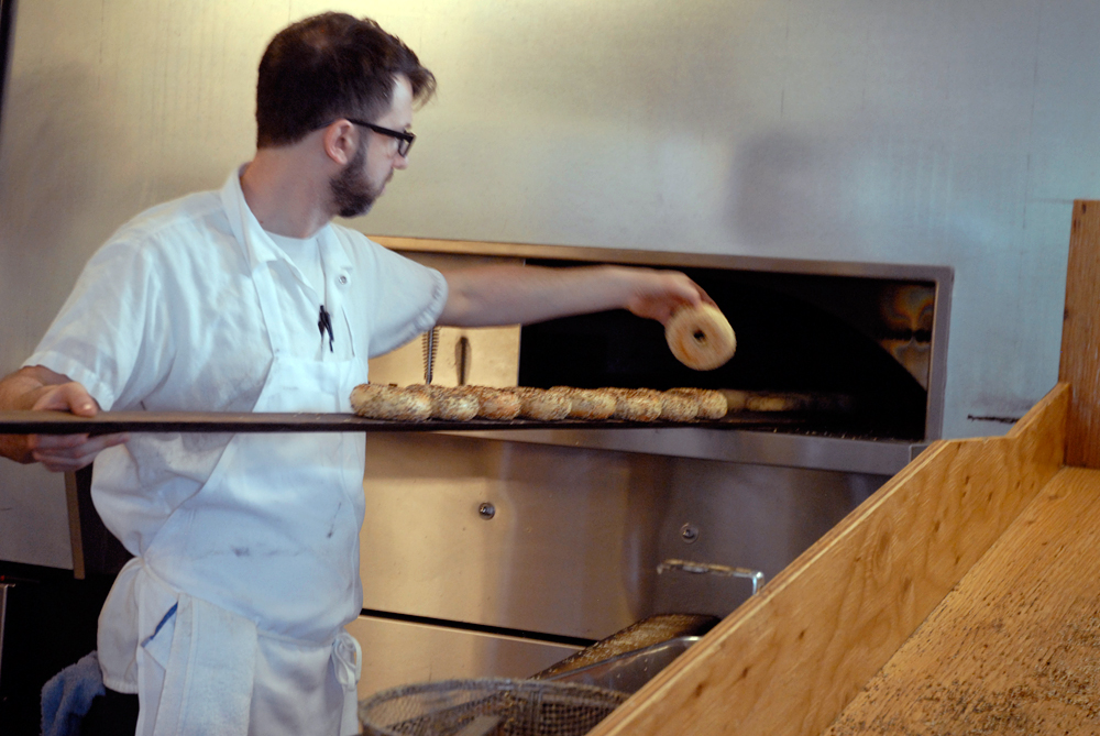 Blake Joffe making bagels at Beauty's Bagels
