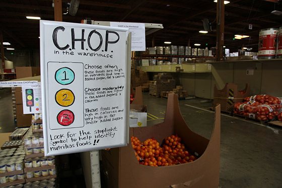 The CHOP system is a quick reference for food pantry members choosing products for their clients. Photo: Courtesy ACCFB
