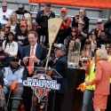 Larry Baer, Giants President and CEO receives the key and the broom to the city from SF Mayor Ed Lee. Photo: Wendy Goodfriend