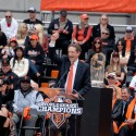 Larry Baer, Giants President and CEO speaks to crowd at celebration. Photo: Wendy Goodfriend