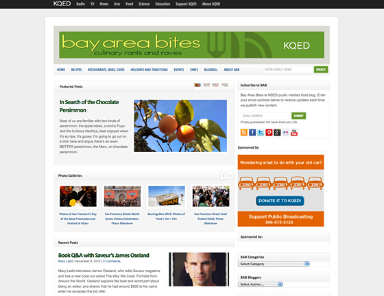 new Bay Area Bites design - homepage