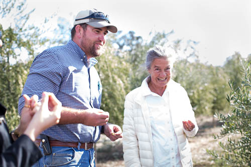 Adam Englehardt and Patricia Unterman tasting olives