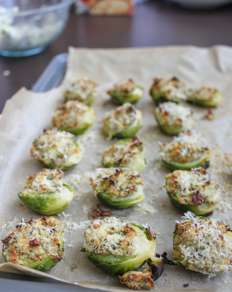 Garlic and Herb Stuffed Brussels Sprouts