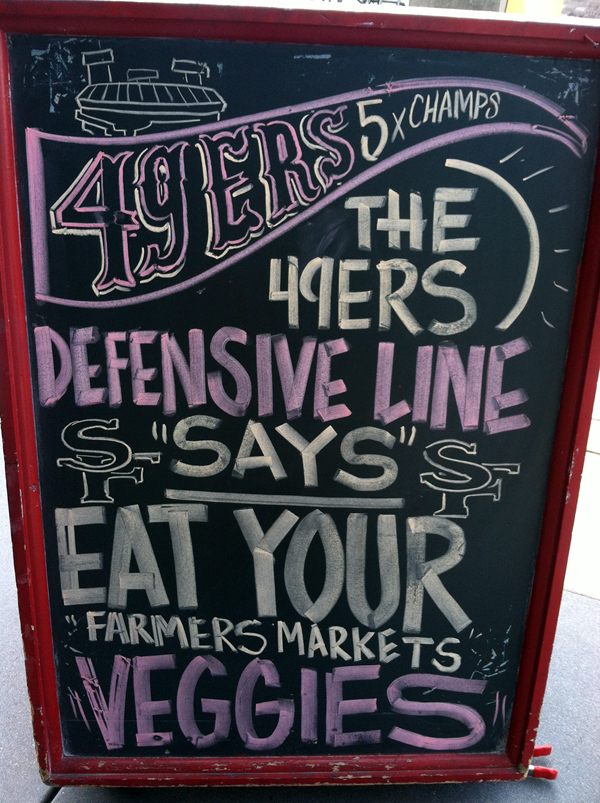49ers defensive line says eat your farmers market veggies