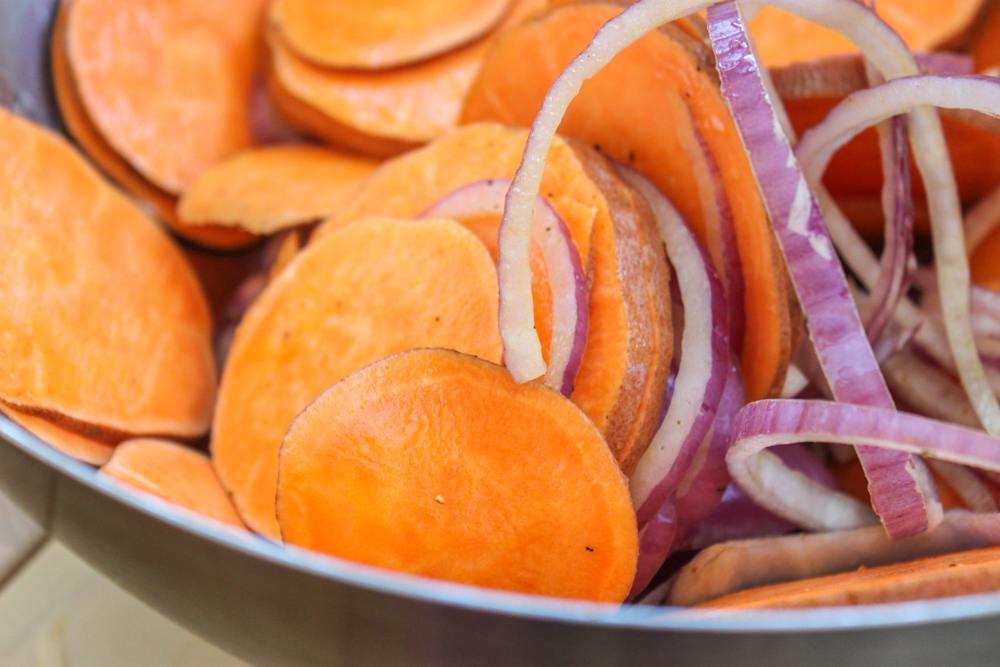 Sweet Potatoes and Red Onions
