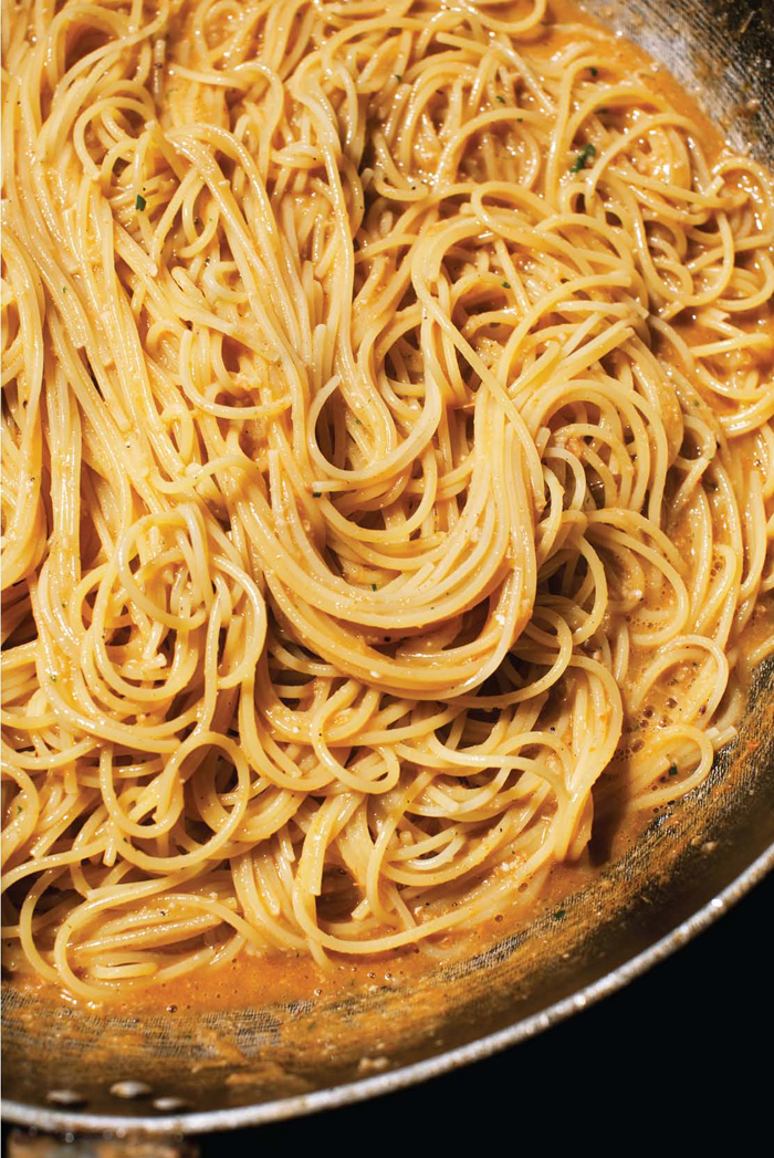 Spaghetti with Shrimp and Tomato Passatina