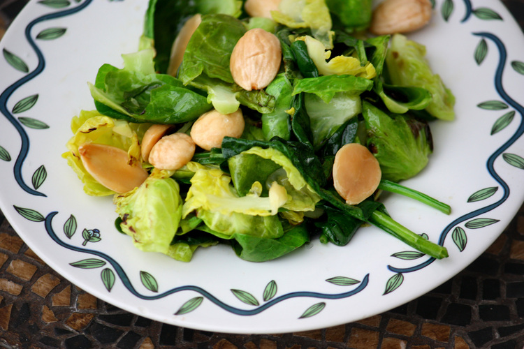 Brussels Leaf And Baby Spinach Saute