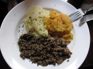 Haggis is traditionally served with mashed neeps and tatties, or turnips and potatoes. Photo: Bernt Rostad via Flickr