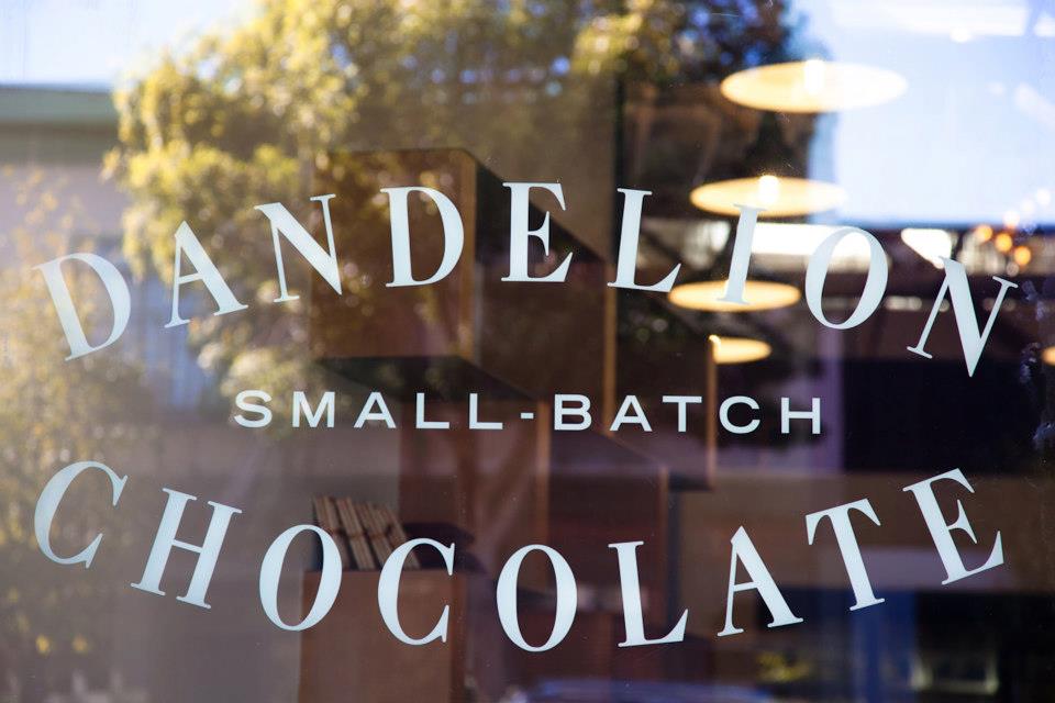 Dandelion Small-Batch Chocolate cafe front door. Photo:  Molly DeCoudreaux