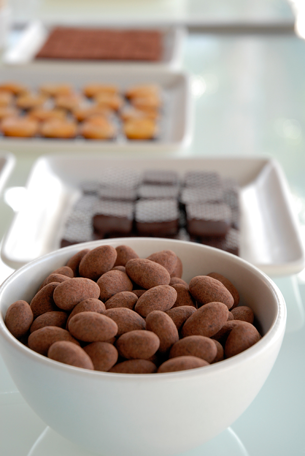 Triple Chocolate Almonds in Heath Ceramic bowl