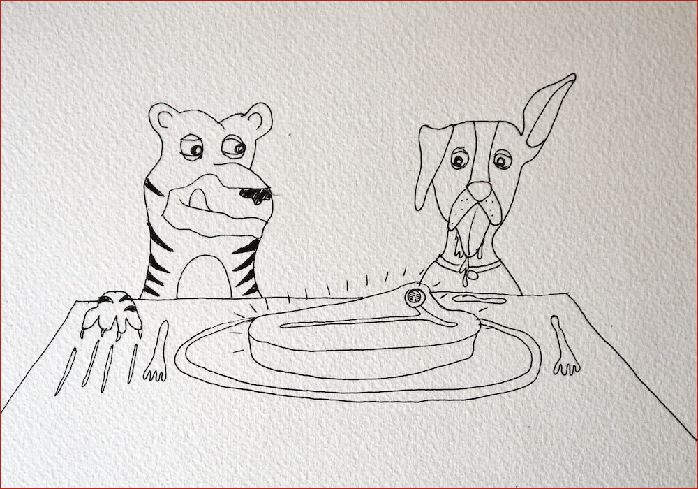 Tiger and Dog. Illustration by Lila Volkas