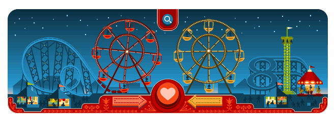 Google Doodle February 14 Valentine's Ferris Wheels