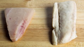 Escolar, right, is often substituted for more expensive Albacore tuna (left), a report on mislabeled seafood found. Photo: Yoon S. Byun/Boston Globe via Getty Images