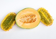 Seeds of fear? To most of us, this cantaloupe and horn melon look like a healthy breakfast or snack. Photo: Daniel M.N. Turner/NPR