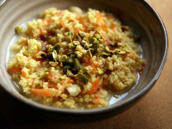 Saffron-Scented Millet Porridge. Photo: Deena Prichep for NPR