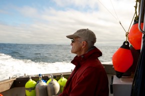Steve Campana runs the Canadian Shark Research Laboratory. He works to tag sharks with satellite transmitters to find out how long they survive after being caught and released. Photo: Dean Casavechia for NPR