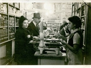 Mark Russ Federman's mother, Anne, serves customers at Russ & Daughters in 1939. Photo: Courtesy of Russ & Daughters