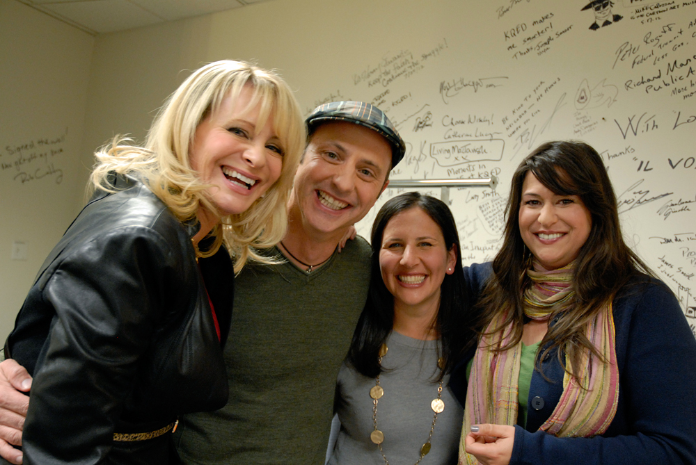 Host Leslie Sbrocco and guests from Check, Please! Bay Area relax in KQED's greenroom
