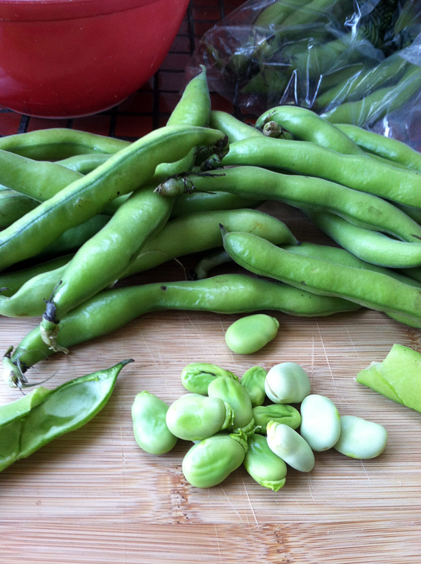 Fava Beans in pods and out