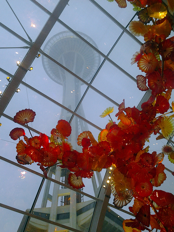 View of Space Needle from Chihuly Garden and Glass Photo: Mary Ladd