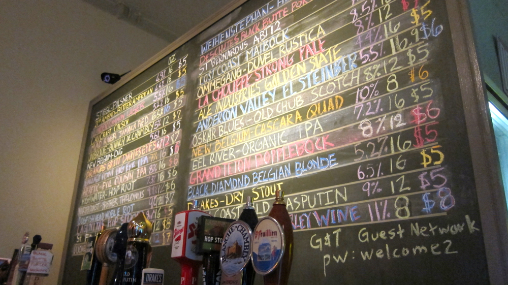 The beer selection at Albany Tap Room