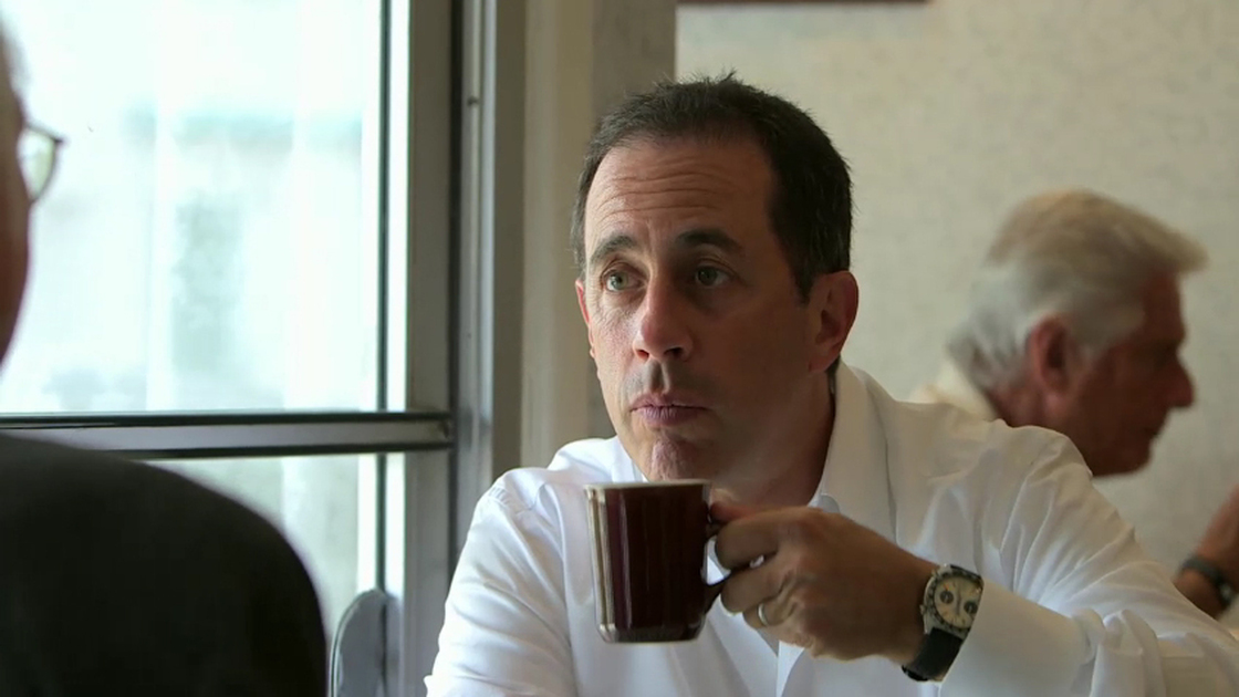 In an episode of <em>Comedians In Cars Getting Coffee</em> called "Larry Eats A Pancake," Jerry Seinfeld has coffee with Larry David. Photo: YouTube