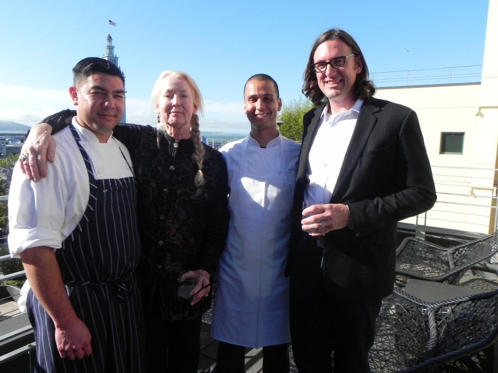 From left to right: Josh Perez, Chef de Cuisine, Connie Green, Kory Stewart, Executive Chef and local producer, Ames Morison.