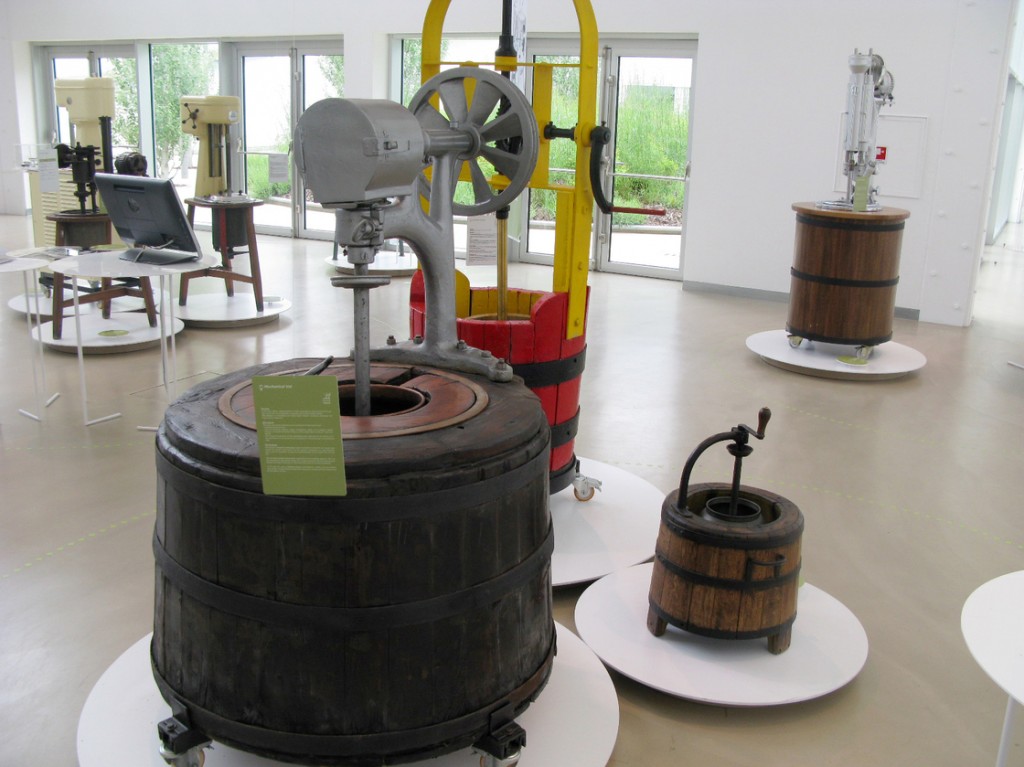 Gelato-making machines through the centuries are on display at the Carpigiani Gelato museum. Photo: Sylvia Poggioli/NPR