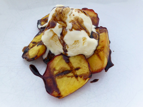 Grilled Peaches with Vanilla Ice Cream and Balsamic Vinegar. Photo: Peter Ogburn for NPR