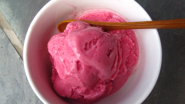 A bowl of Raspberry Frozen Yogurt. Photo: Michele Kayal for NPR