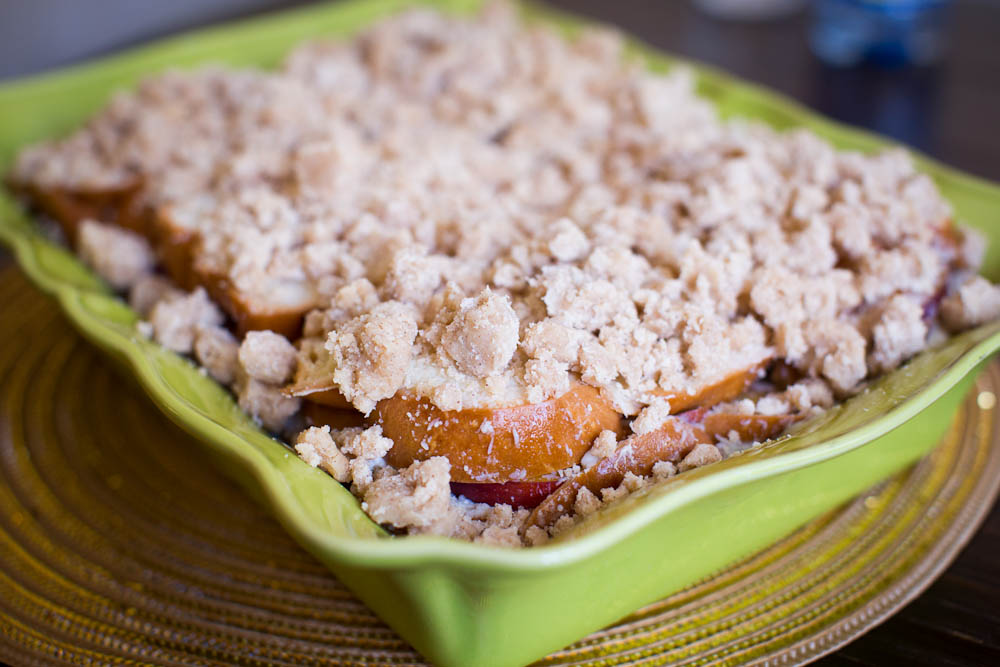 Peach Streusel Baked French Toast