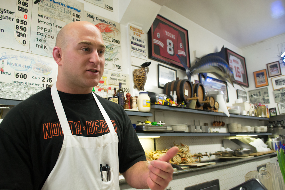 Kevin Sancimino is Swan Oyster Depot’s “oyster expert.” Photo: Sara Bloomberg. 