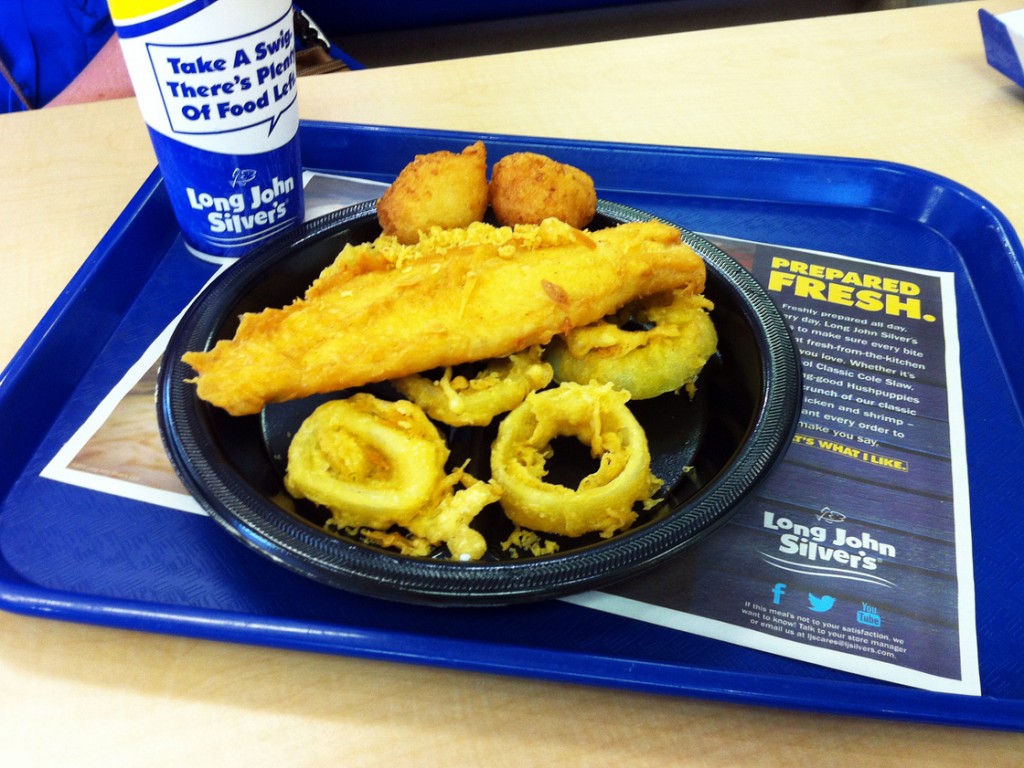 Long John Silver's Big Catch platter will net you 33 grams of trans fats in one meal. Photo: Courtesy of Clare Politano/Center for Science in the Public Interest