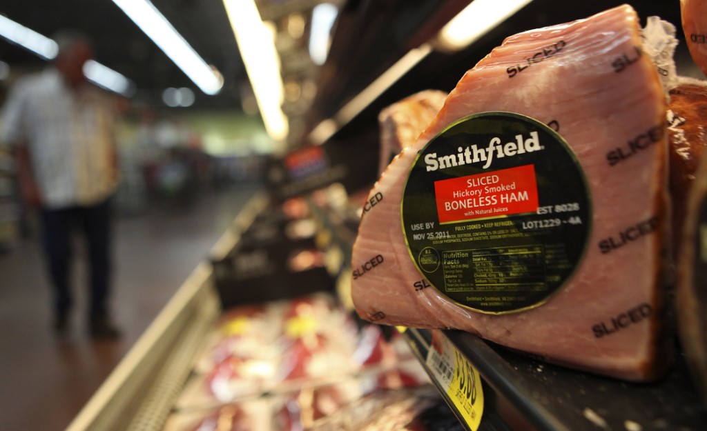 A Smithfield ham at a grocery store in Richardson, Texas, in 2011. Some senators expressed qualms Wednesday about the intentions of Shuanghui International Holdings, which is buying Smithfield Foods Photo: LM Otero/AP