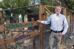 Community Food Bank of Southern Arizona President and CEO Bill Carnegie says the food bank uses this area to teach clients how to raise chickens. Photo: Pam Fessler/NPR