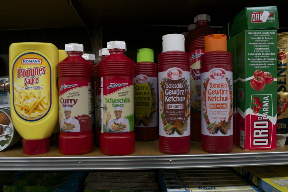 Curry and other flavored ketchups are popular items. Photo by Sara Bloomberg