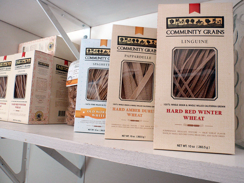 Community Grains sells different flavors of whole wheat pasta and flour. Photo: Kelly O'Mara
