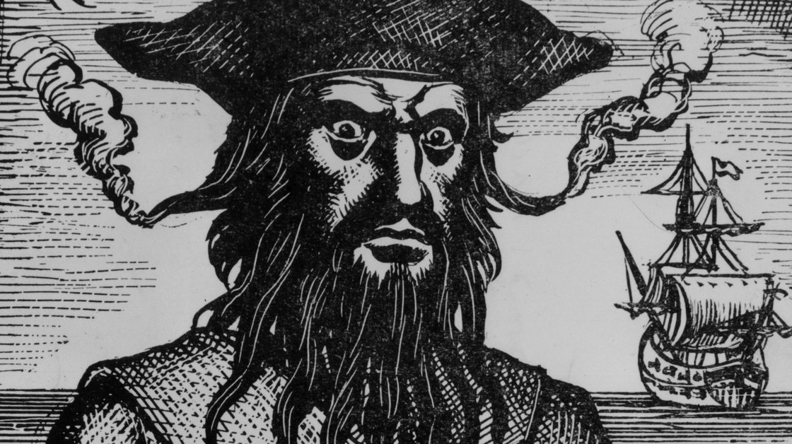 Captain Edward Teach, better known as Blackbeard, is said to have tucked slow-burning fuses into his beard and lit them on fire before plundering towns for gold and rum. Photo: Hulton Archive Circa/Getty Images