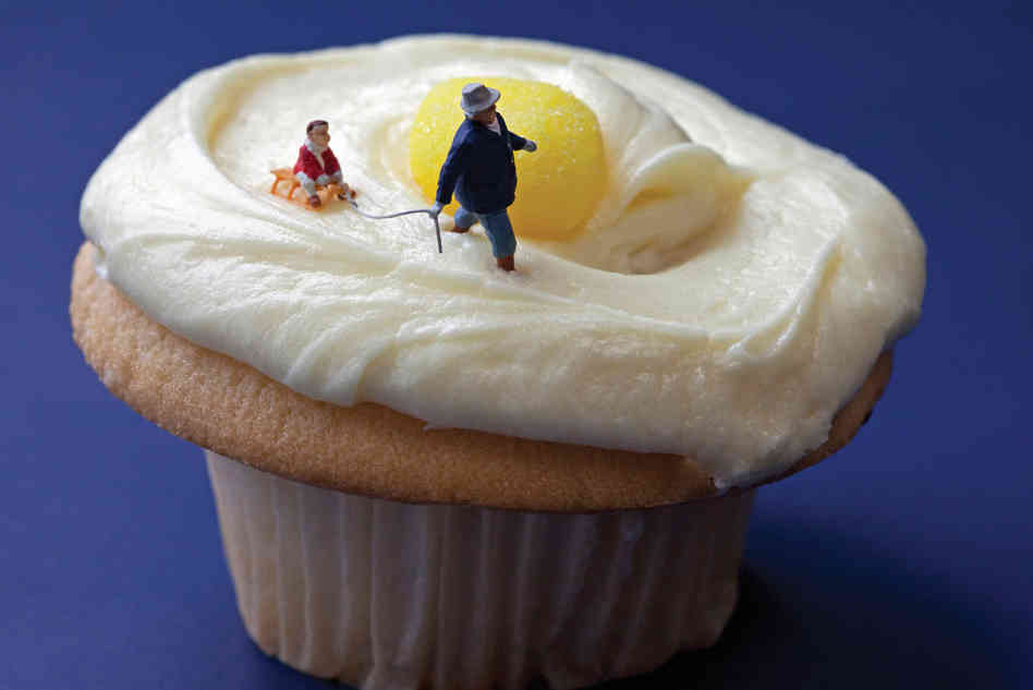 Lemon Cupcake Sledding: "It seemed an opportune time to school little Danny on the pitfalls of eating yellow snow." Photo: Christopher Boffoli/Courtesy Workman Publishing