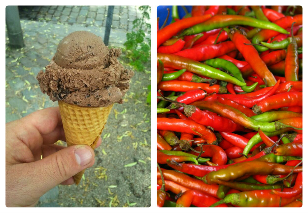 In summertime, some like it cold and some like it hot. Left photo: Managementboy, wikimedia commons; Right photo: McKay Savage, Flickr