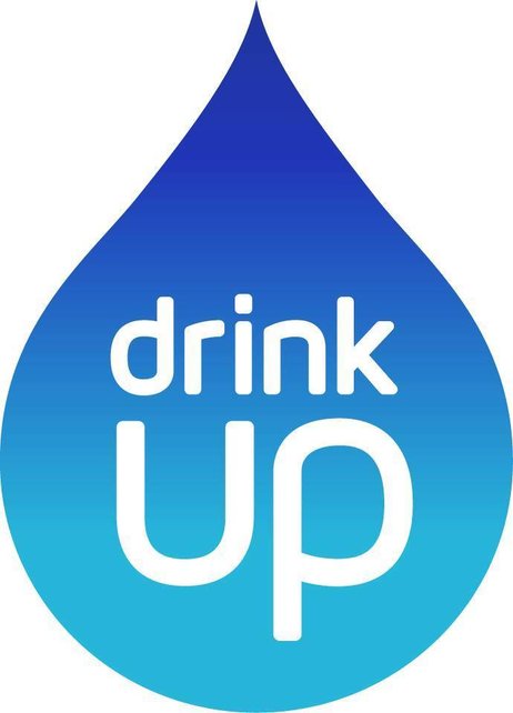 The Drink Up logo will appear on bottled water, outdoor taps and reusable bottles. Image: Partnership for a Healthier America 