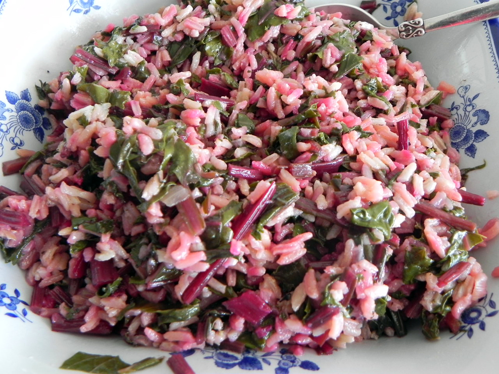 Elise Kazanjian's Recipe for Beet Leaves with Rice (Jaguntegh Yev Purintz). Photo: Gina Scialabba